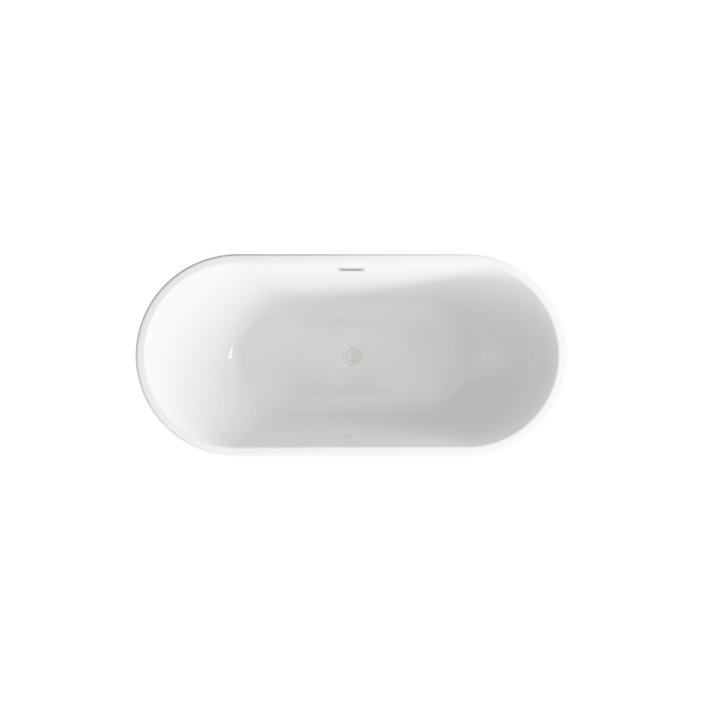 67 inch Bathtub in Glossy White with Brushed Nickel Trim. Picture 6