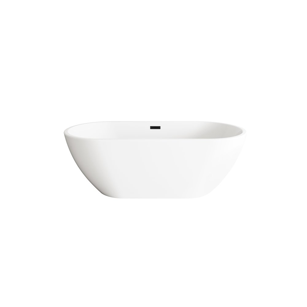 67 inch Bathtub in Glossy White with Matte Black Trim. Picture 1