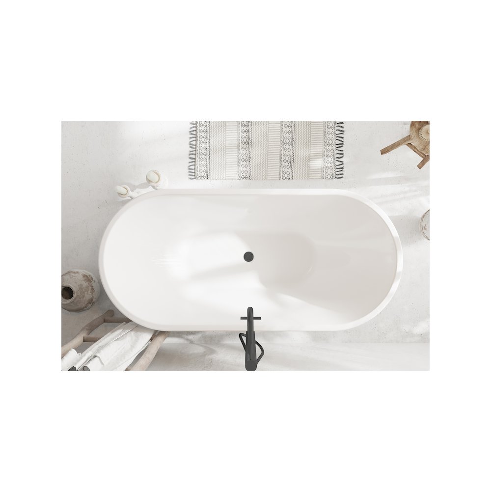 67 inch Bathtub in Glossy White with Matte Black Trim. Picture 4