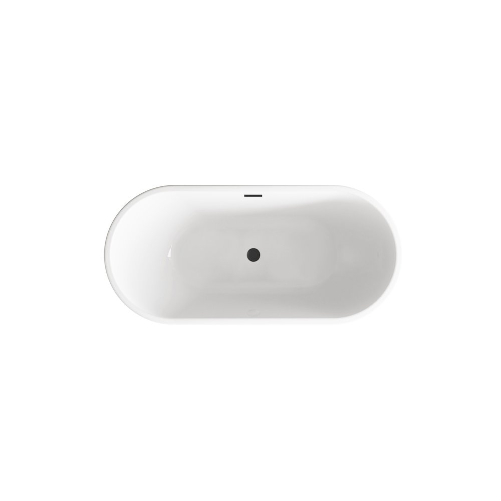 67 inch Bathtub in Glossy White with Matte Black Trim. Picture 6