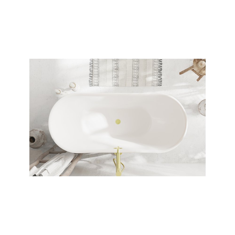 59 inch Bathtub in Glossy White with Brushed Gold Trim. Picture 4