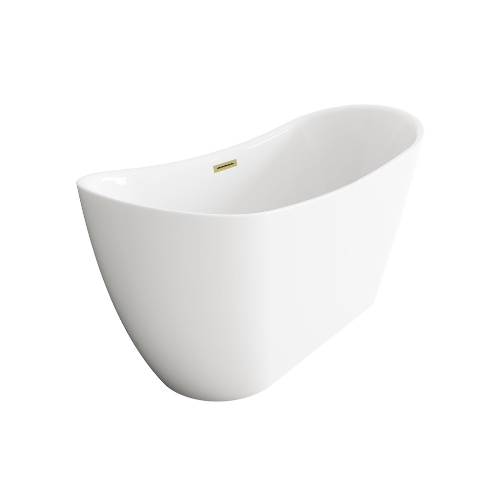 59 inch Bathtub in Glossy White with Brushed Gold Trim. Picture 5