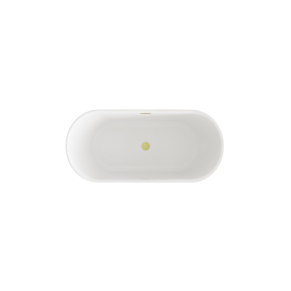 59 inch Bathtub in Glossy White with Brushed Gold Trim. Picture 6