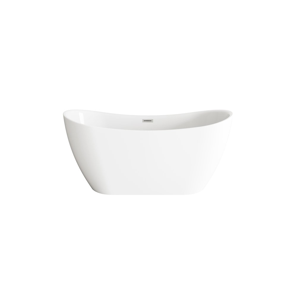 59 inch Bathtub in Glossy White with Brushed Nickel Trim. Picture 1