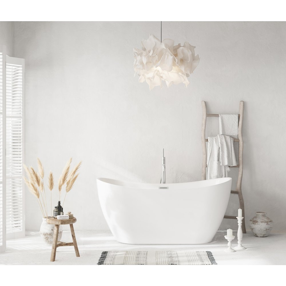 59 inch Bathtub in Glossy White with Brushed Nickel Trim. Picture 2