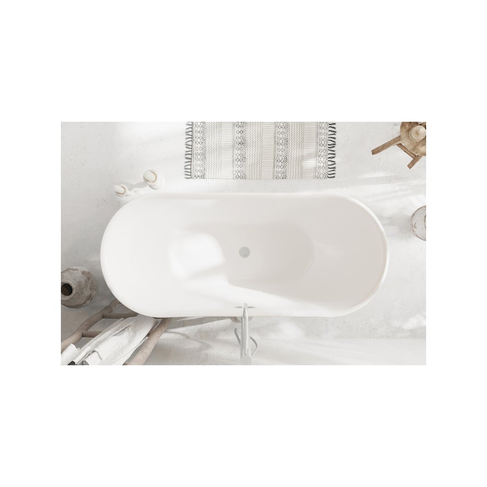 59 inch Bathtub in Glossy White with Brushed Nickel Trim. Picture 4