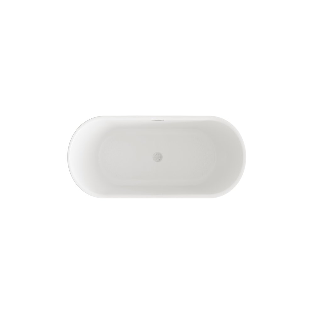 59 inch Bathtub in Glossy White with Brushed Nickel Trim. Picture 6