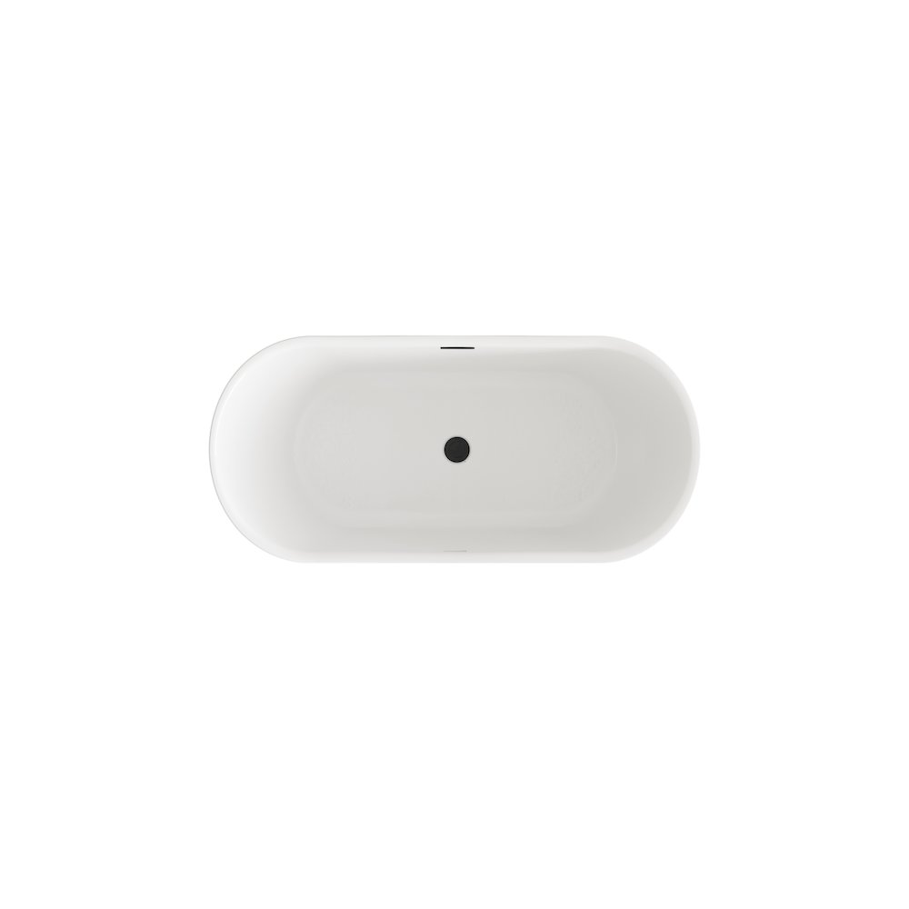 59 inch Bathtub in Glossy White with Matte Black Trim. Picture 6