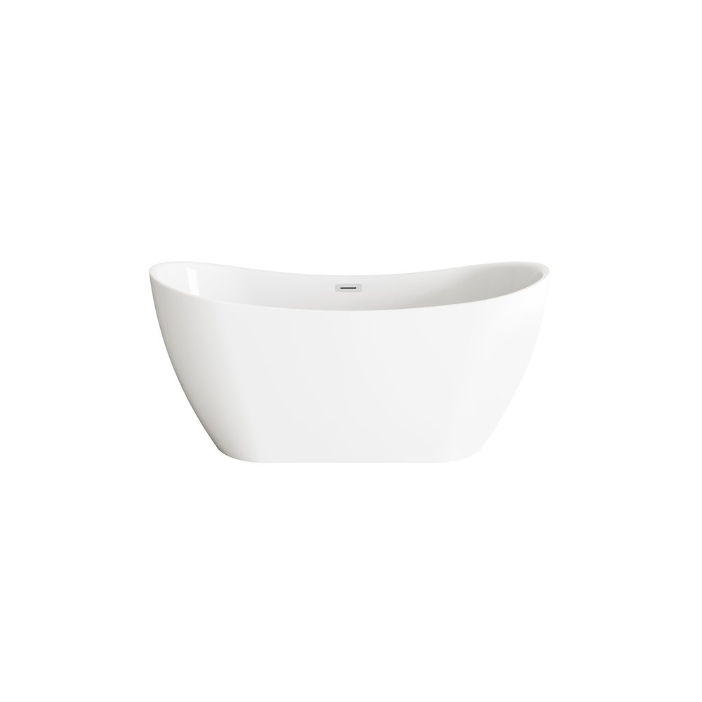 59 inch Bathtub in Glossy White with Chrome Trim. Picture 1