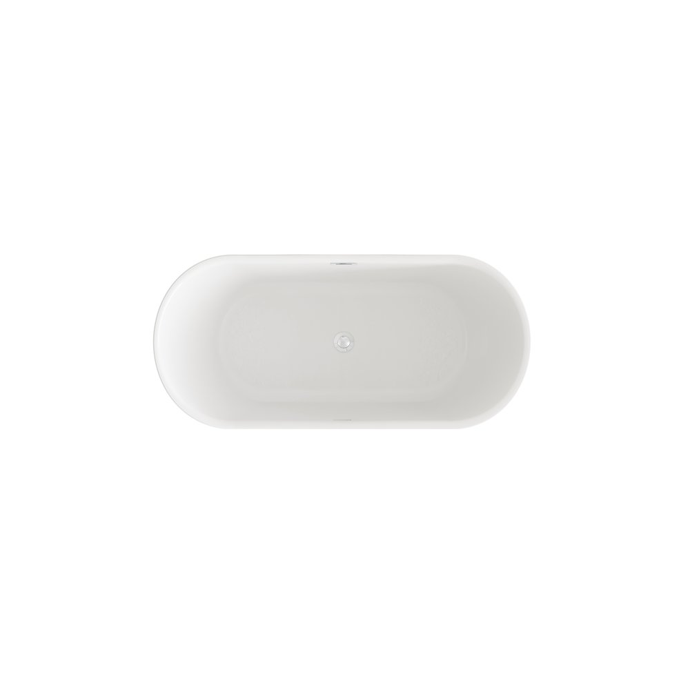 59 inch Bathtub in Glossy White with Chrome Trim. Picture 6