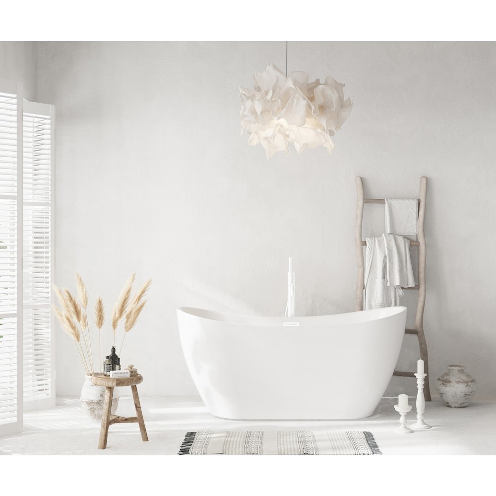59 inch Bathtub in Glossy White with Polished White Trim. Picture 2