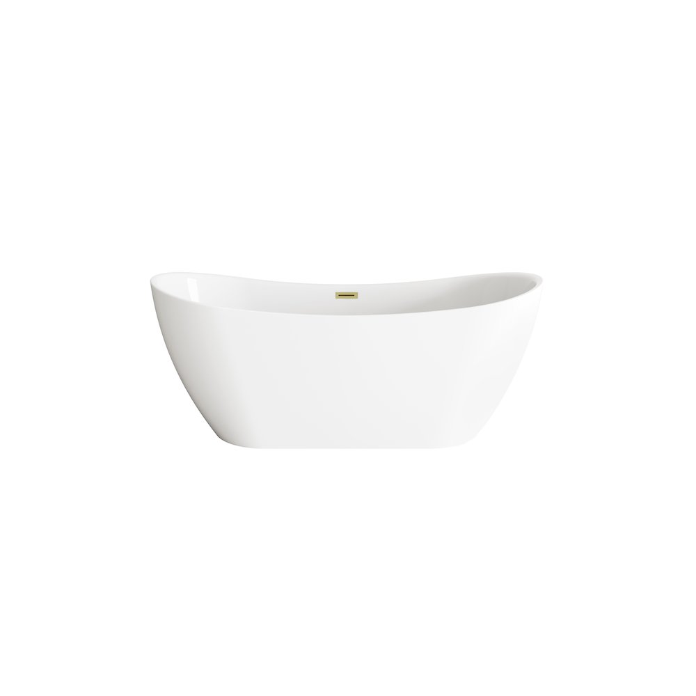 67 inch Bathtub in Glossy White with Brushed Gold Trim. Picture 1