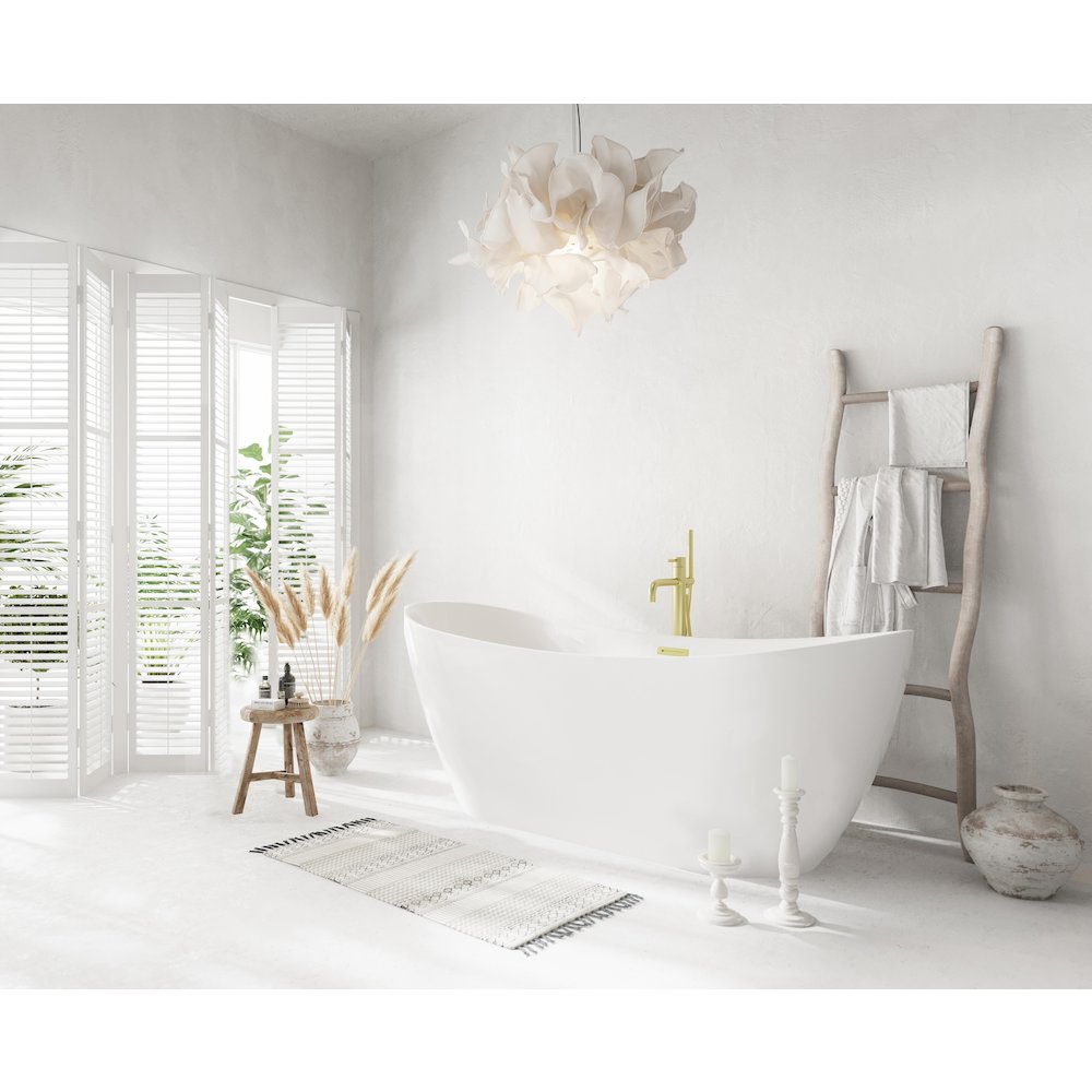 67 inch Bathtub in Glossy White with Brushed Gold Trim. Picture 3