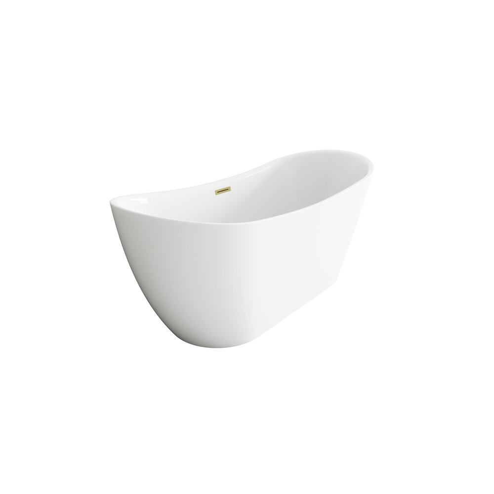 67 inch Bathtub in Glossy White with Brushed Gold Trim. Picture 5