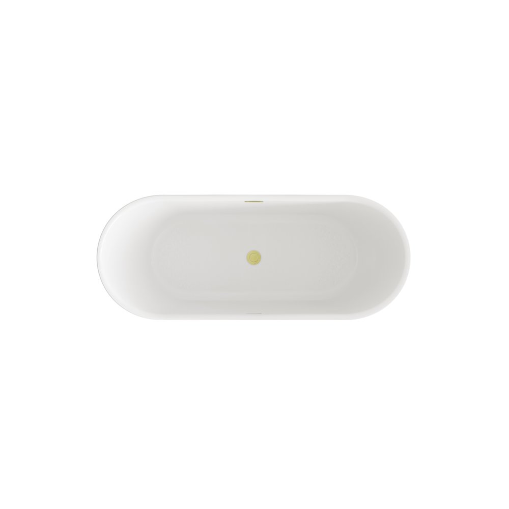 67 inch Bathtub in Glossy White with Brushed Gold Trim. Picture 6