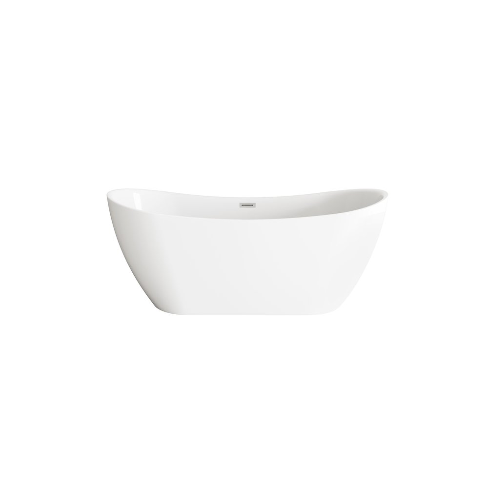 67 inch Bathtub in Glossy White with Brushed Nickel Trim. Picture 1