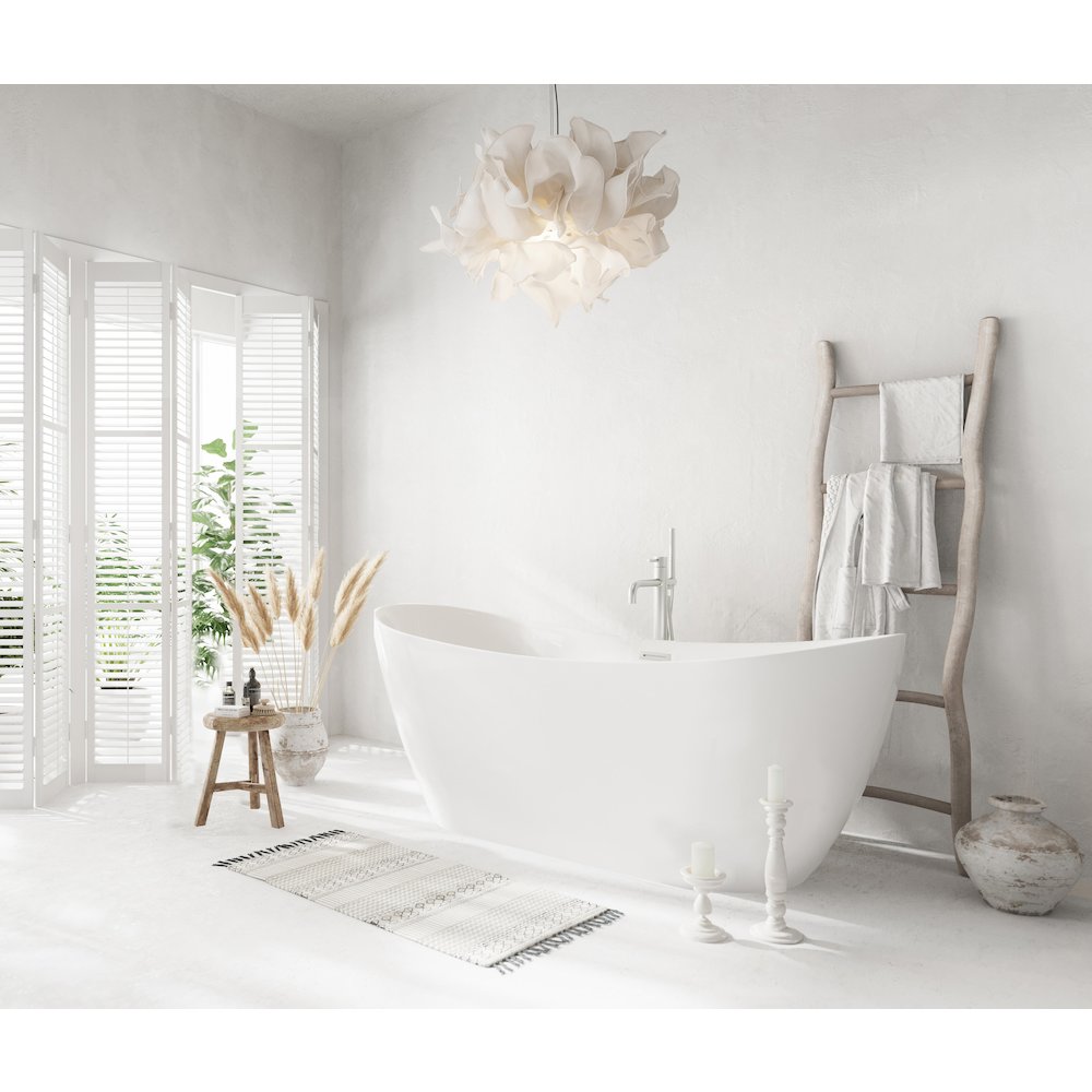 67 inch Bathtub in Glossy White with Brushed Nickel Trim. Picture 3