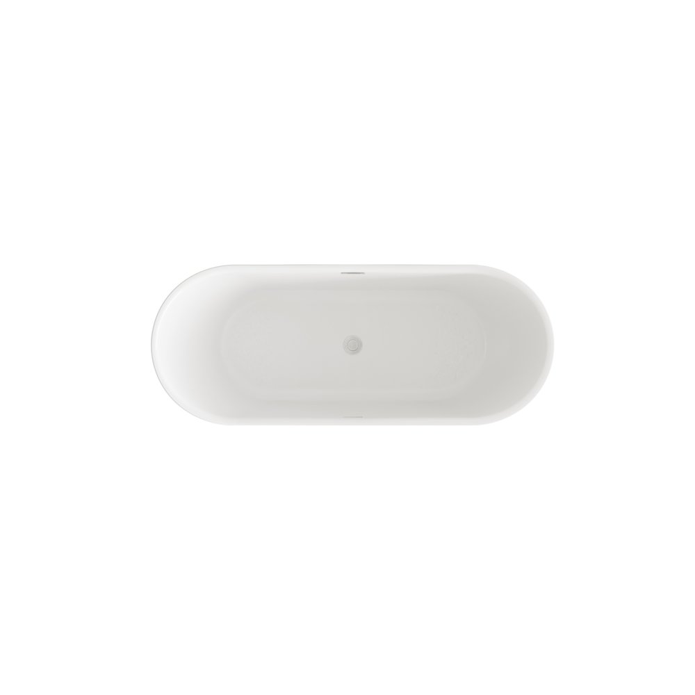 67 inch Bathtub in Glossy White with Brushed Nickel Trim. Picture 6