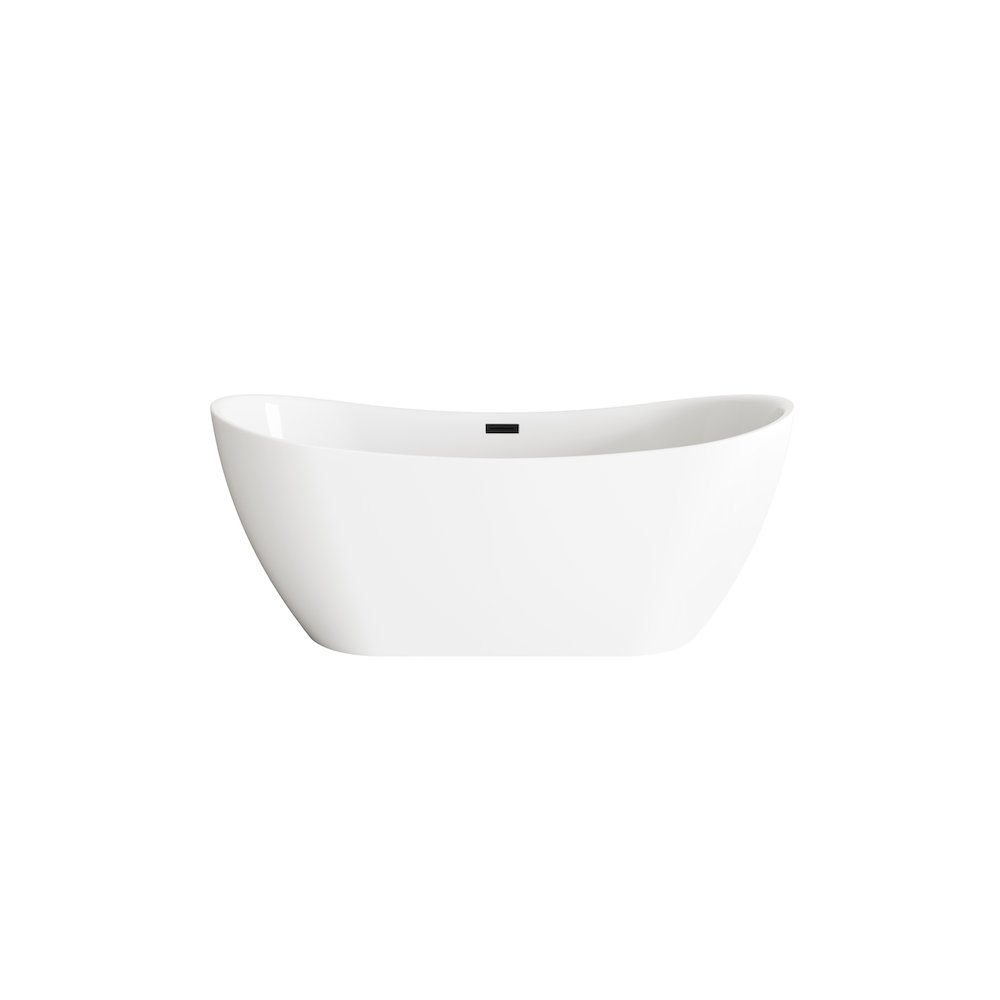 67 inch Bathtub in Glossy White with Matte Black Trim. Picture 1