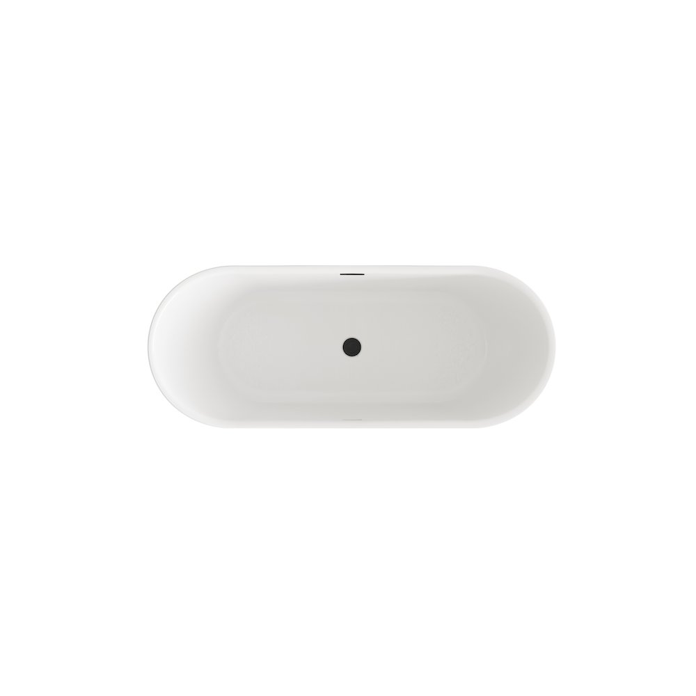 67 inch Bathtub in Glossy White with Matte Black Trim. Picture 6
