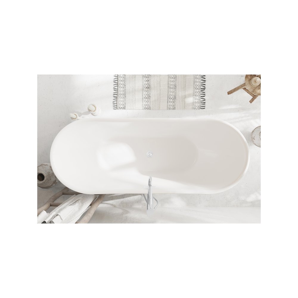 67 inch Bathtub in Glossy White with Chrome Trim. Picture 4