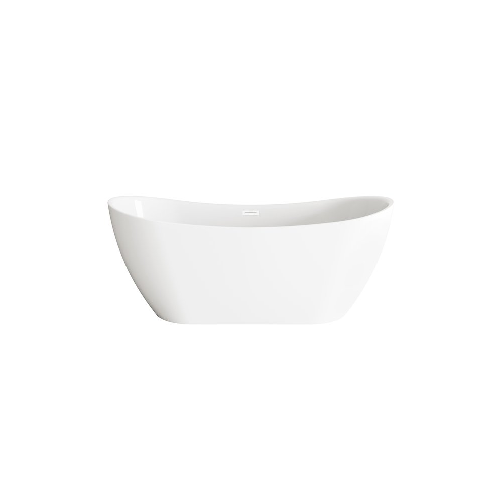67 inch Bathtub in Glossy White with Polished White Trim. Picture 1
