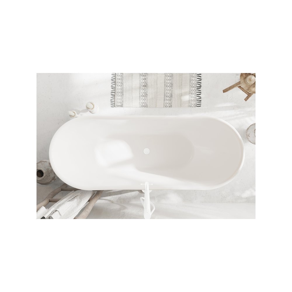 67 inch Bathtub in Glossy White with Polished White Trim. Picture 4