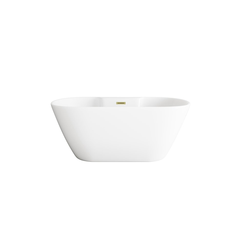 59 inch Bathtub in Glossy White with Brushed Gold Trim. Picture 1