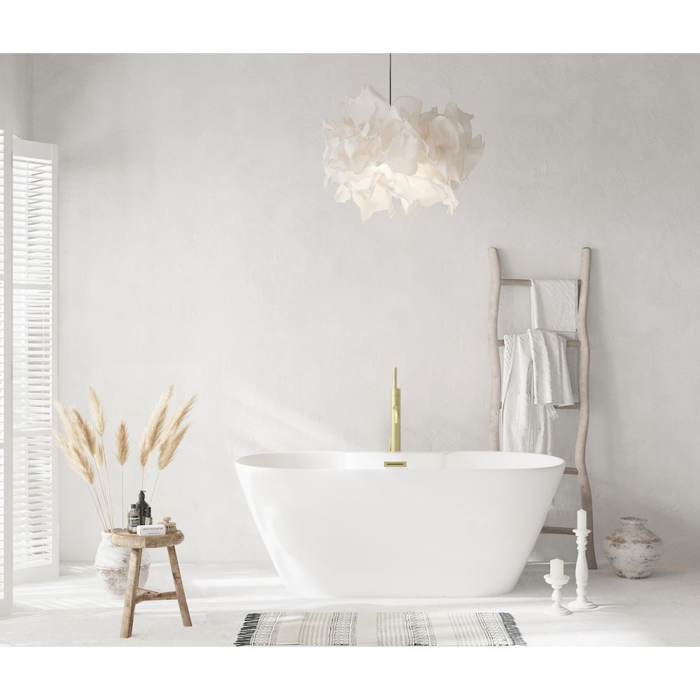59 inch Bathtub in Glossy White with Brushed Gold Trim. Picture 2