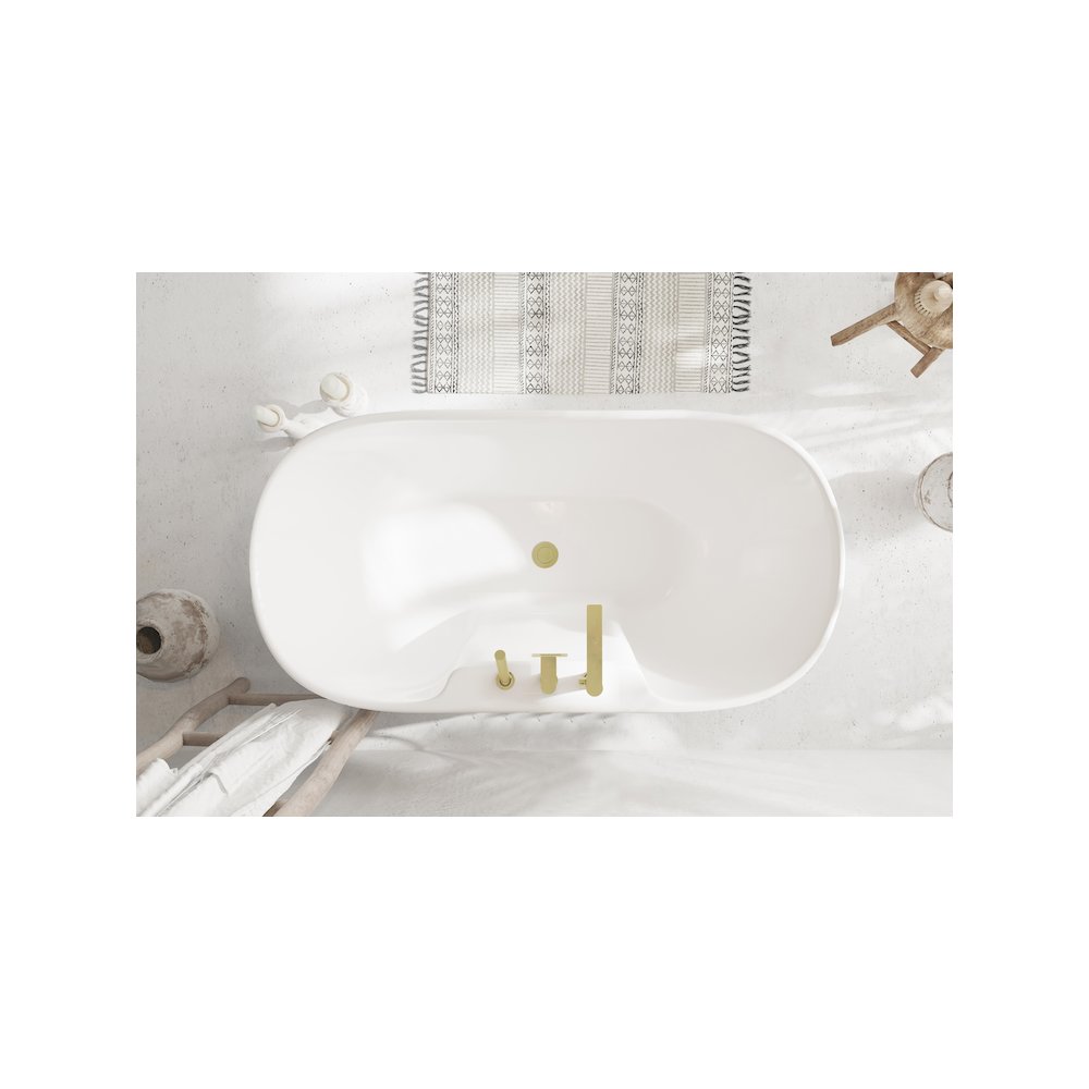 59 inch Bathtub in Glossy White with Brushed Gold Trim. Picture 11