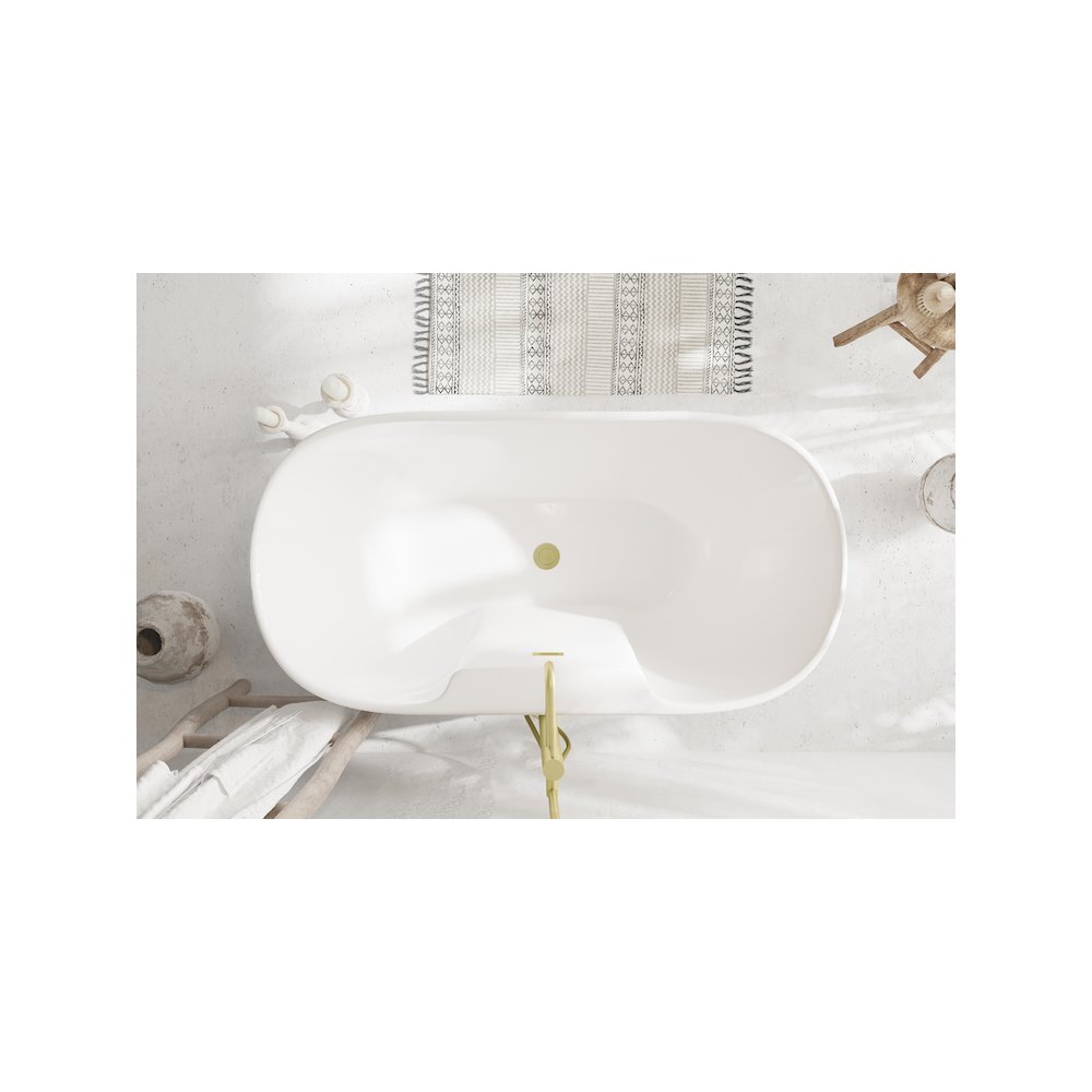 59 inch Bathtub in Glossy White with Brushed Gold Trim. Picture 4