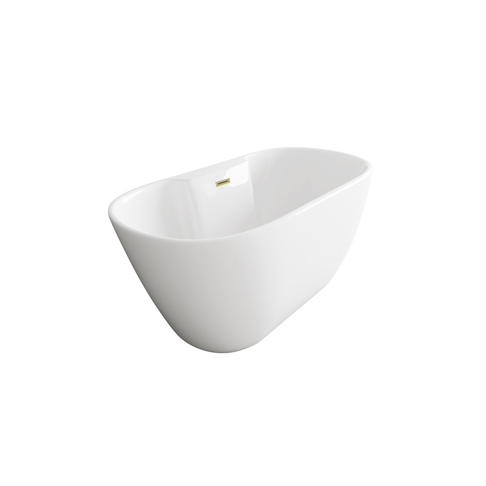 59 inch Bathtub in Glossy White with Brushed Gold Trim. Picture 5