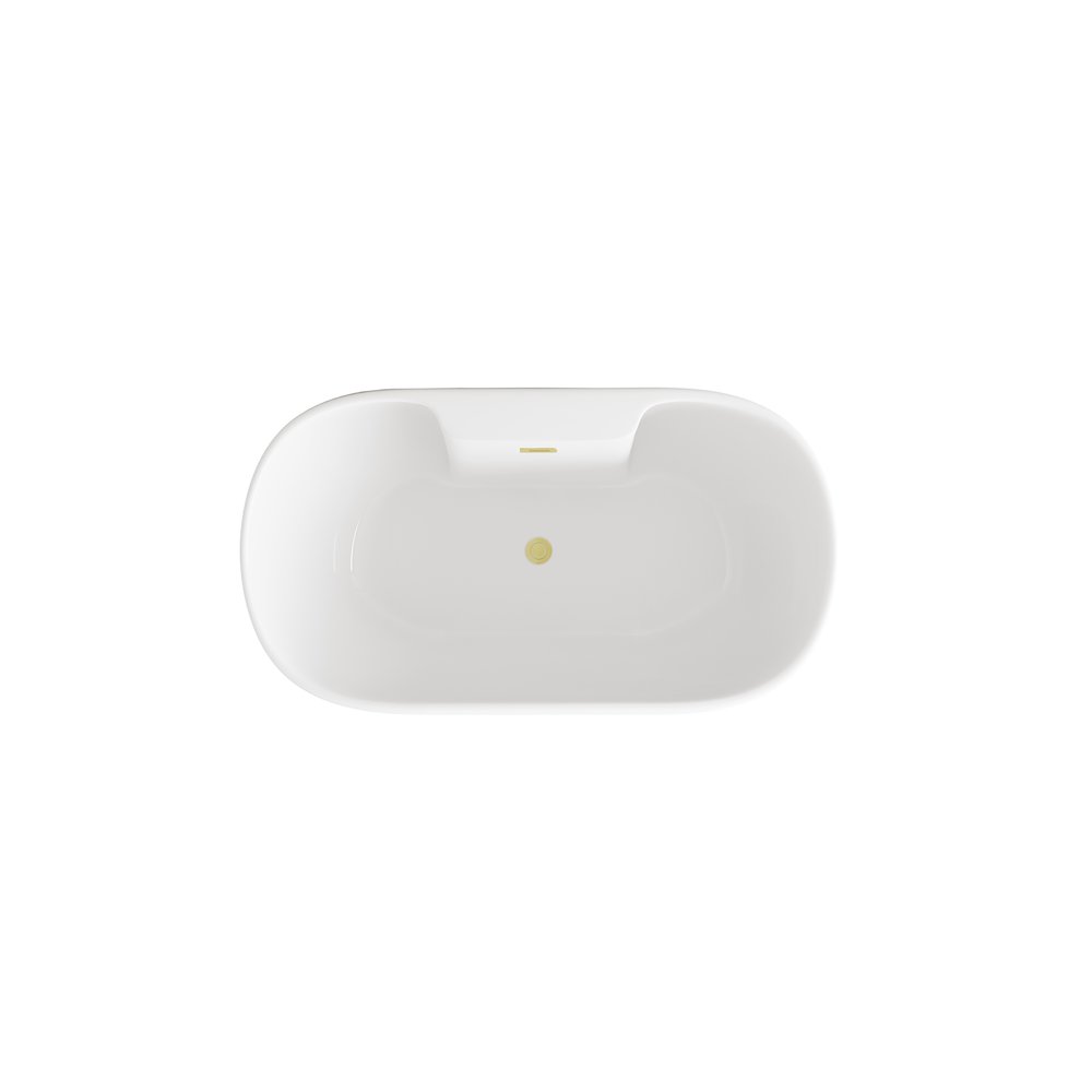59 inch Bathtub in Glossy White with Brushed Gold Trim. Picture 6