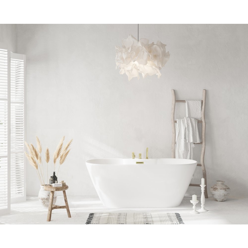 59 inch Bathtub in Glossy White with Brushed Gold Trim. Picture 9
