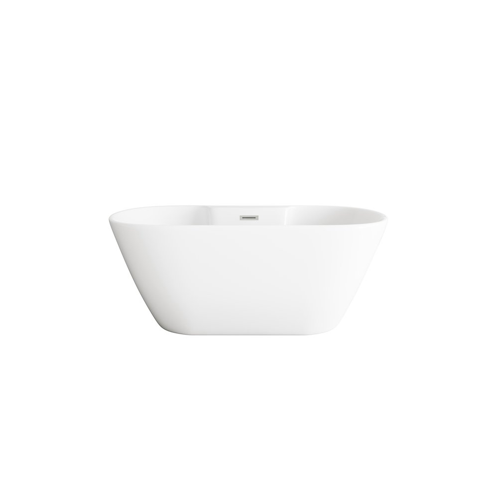 59 inch Bathtub in Glossy White with Brushed Nickel Trim. Picture 1