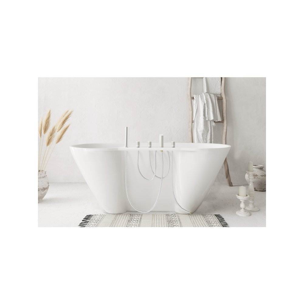 59 inch Bathtub in Glossy White with Brushed Nickel Trim. Picture 12