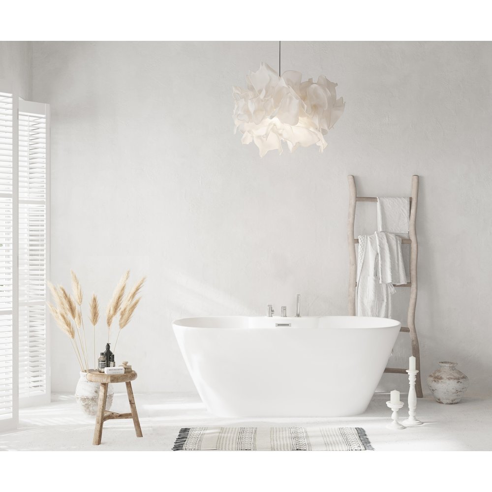 59 inch Bathtub in Glossy White with Brushed Nickel Trim. Picture 9