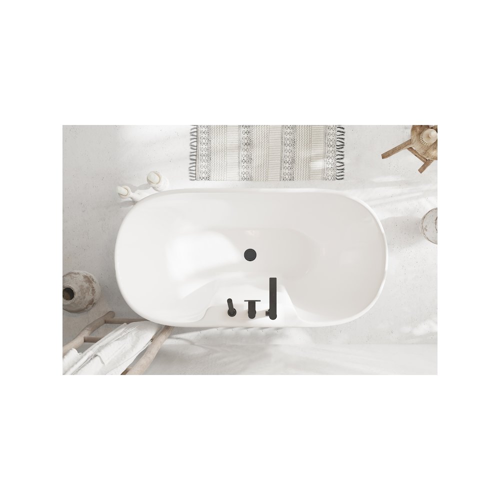 59 inch Bathtub in Glossy White with Matte Black Trim. Picture 11