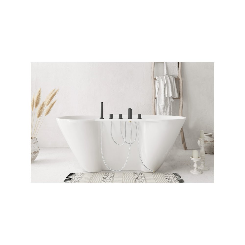 59 inch Bathtub in Glossy White with Matte Black Trim. Picture 12