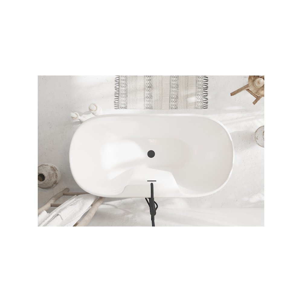 59 inch Bathtub in Glossy White with Matte Black Trim. Picture 4