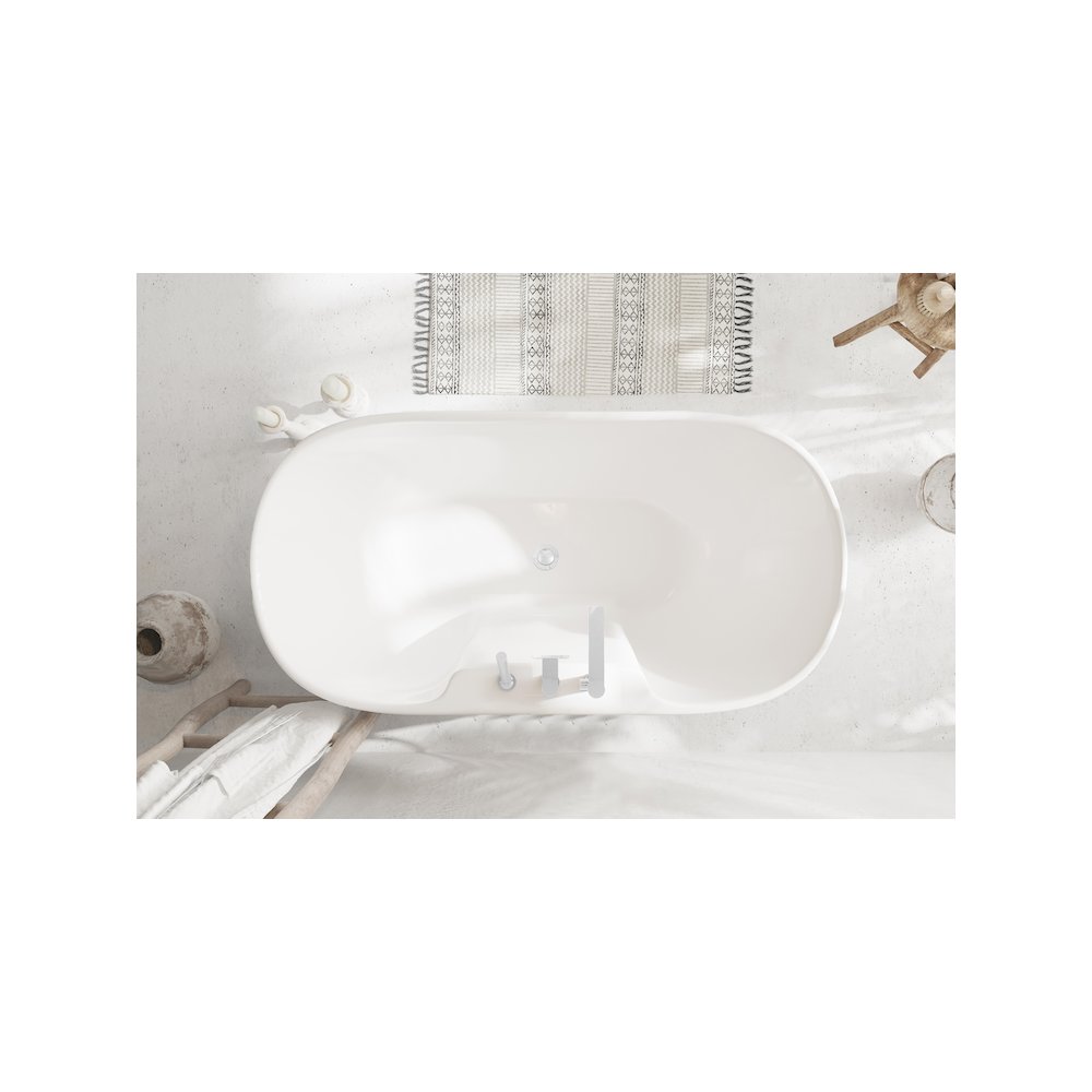 59 inch Bathtub in Glossy White with Chrome Trim. Picture 11