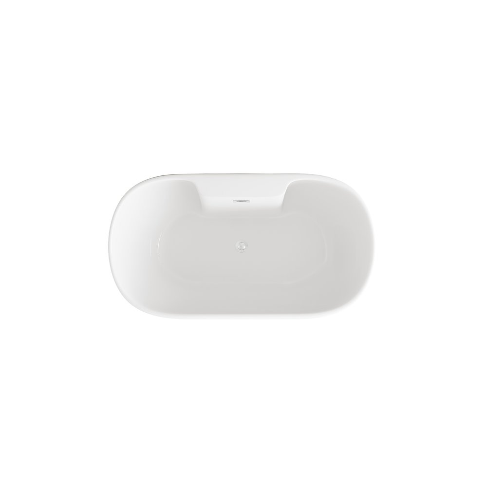 59 inch Bathtub in Glossy White with Chrome Trim. Picture 6