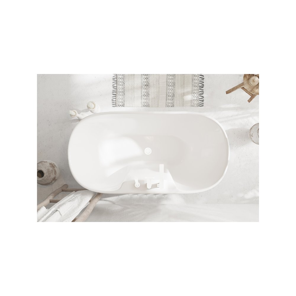 59 inch Bathtub in Glossy White with Polished White Trim. Picture 11