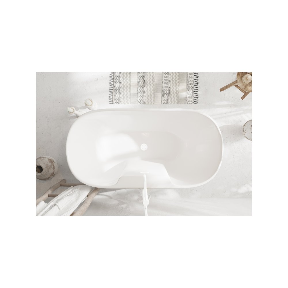 59 inch Bathtub in Glossy White with Polished White Trim. Picture 4
