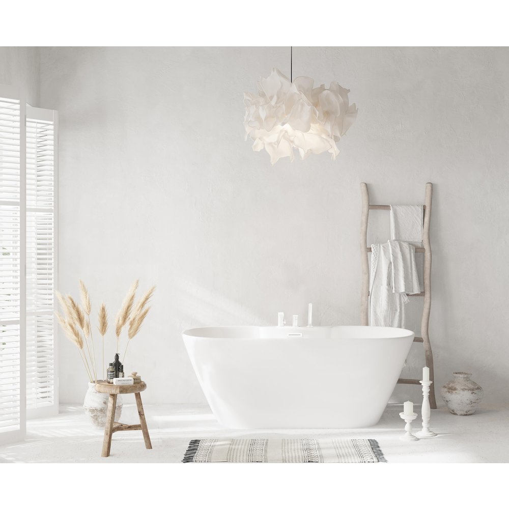 59 inch Bathtub in Glossy White with Polished White Trim. Picture 9