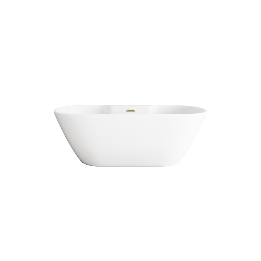 67 inch Bathtub in Glossy White with Brushed Gold Trim. Picture 1