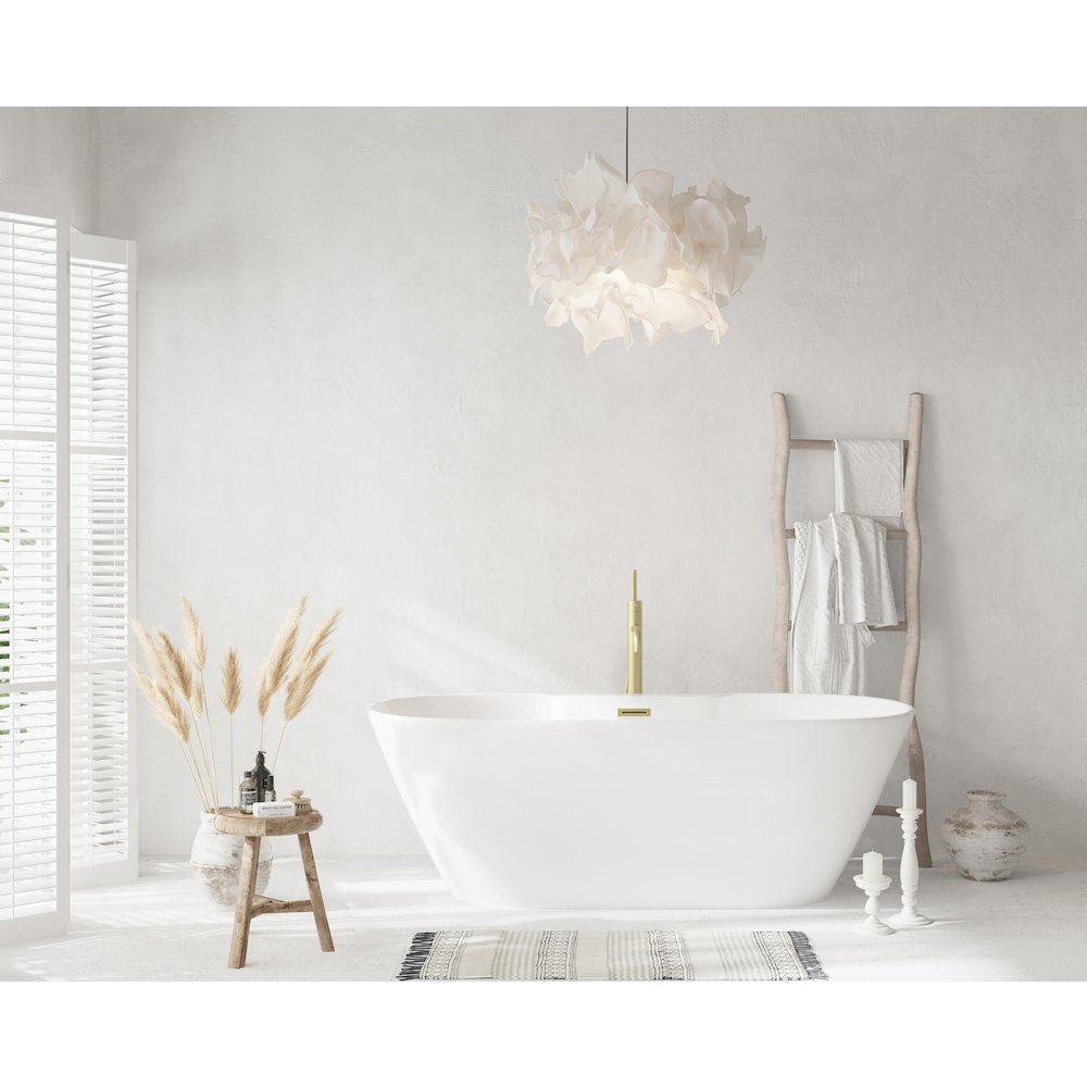 67 inch Bathtub in Glossy White with Brushed Gold Trim. Picture 2