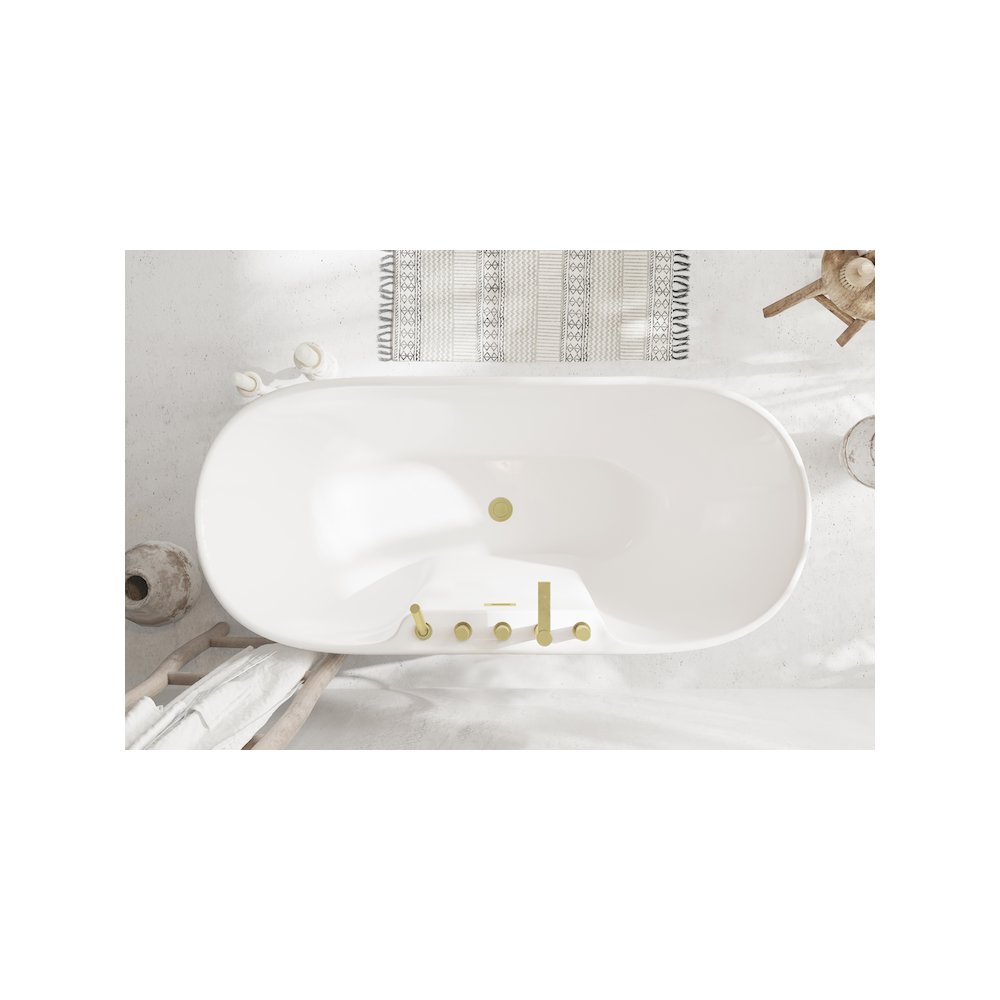 67 inch Bathtub in Glossy White with Brushed Gold Trim. Picture 11