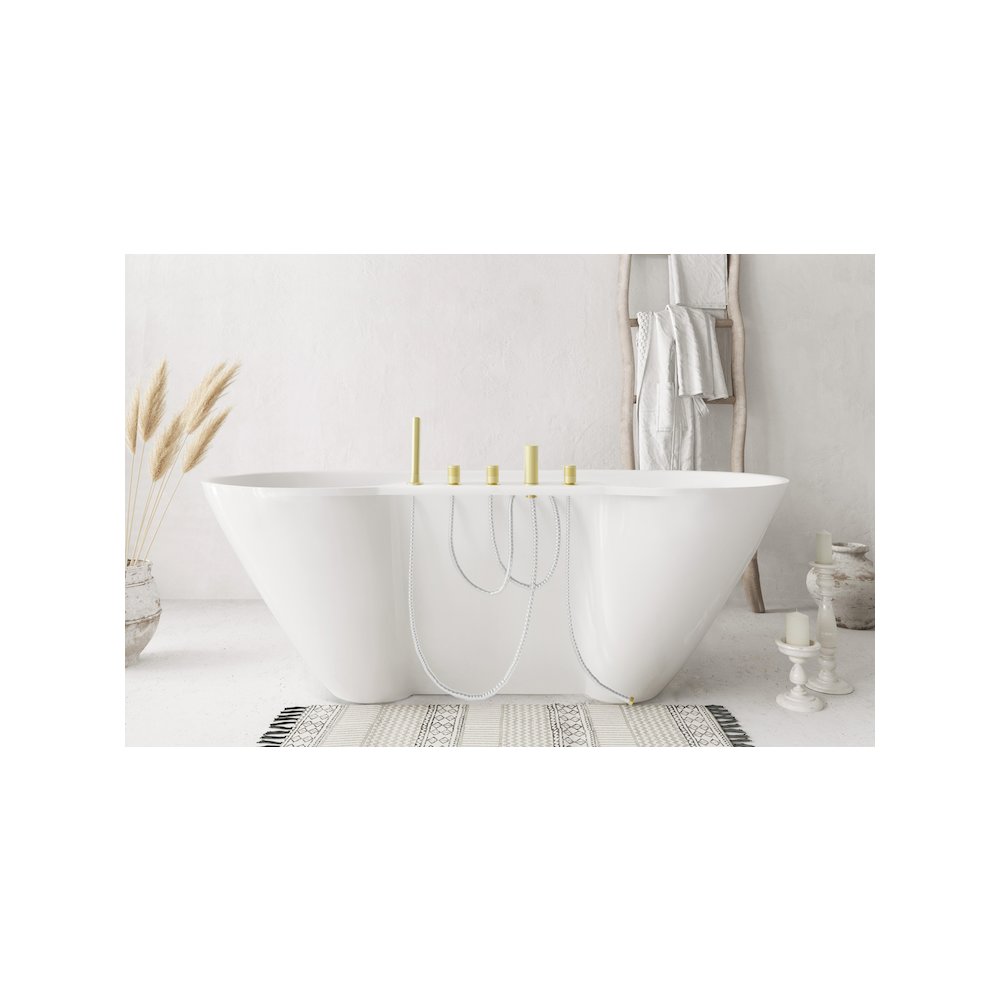 67 inch Bathtub in Glossy White with Brushed Gold Trim. Picture 12