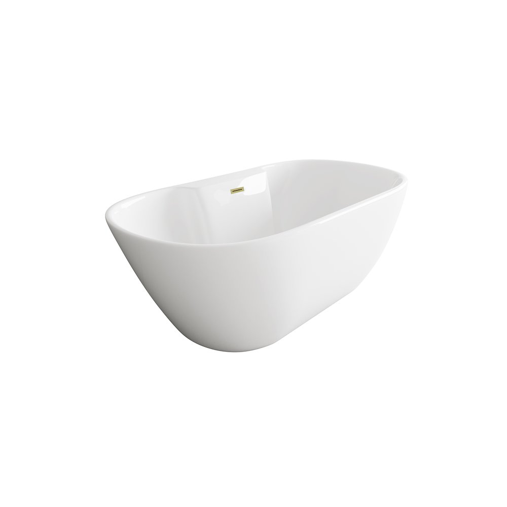 67 inch Bathtub in Glossy White with Brushed Gold Trim. Picture 5